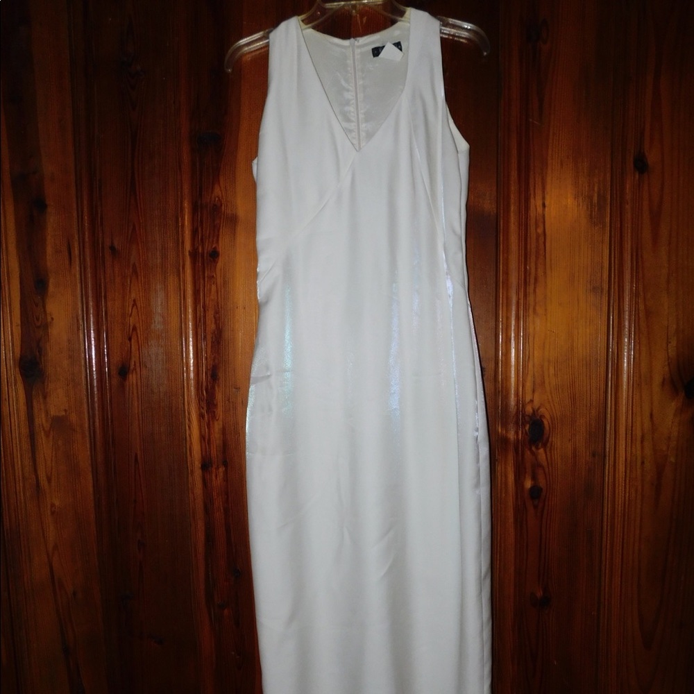 MK Studios white evening dress
